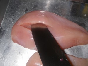 Slit in the middle of the chicken for max stuffing